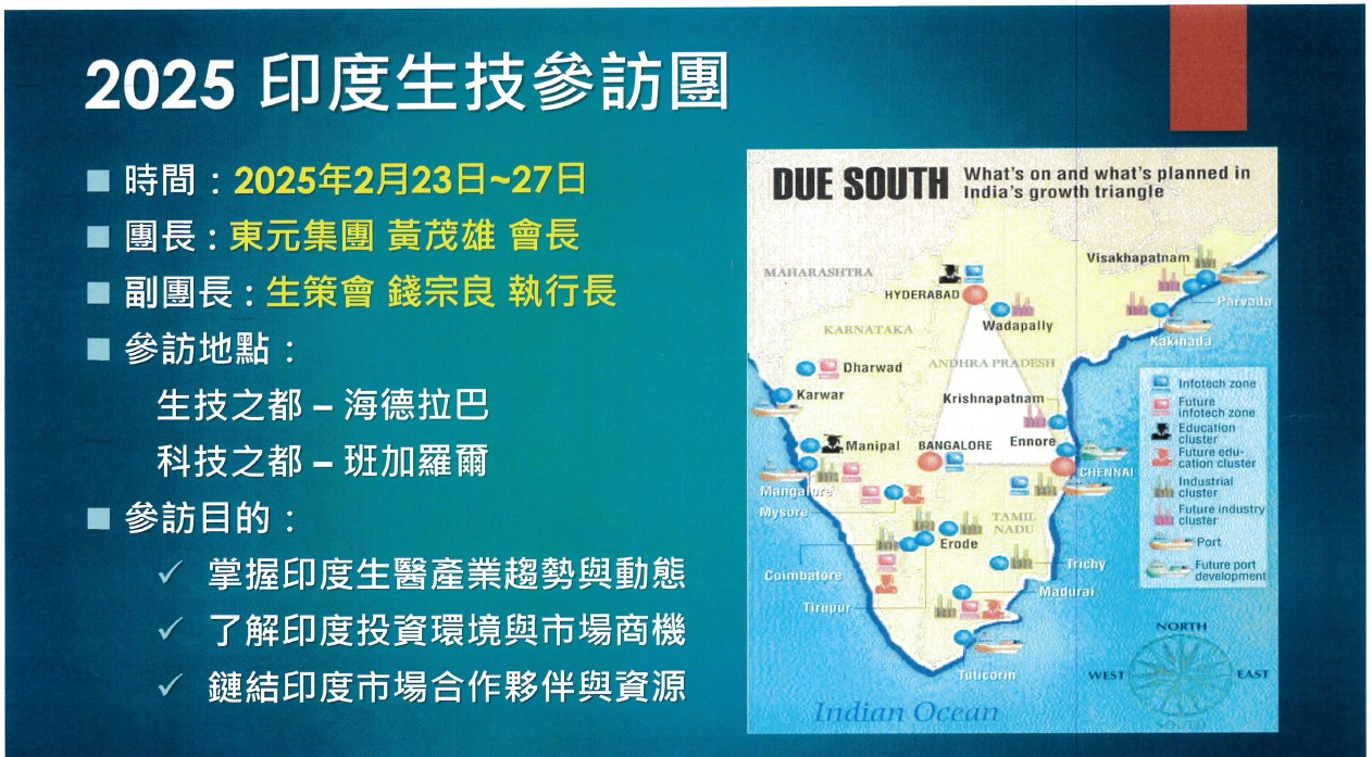 【參訪團】2025 印度生技參訪團，2月23日~27日，歡迎踴躍報名