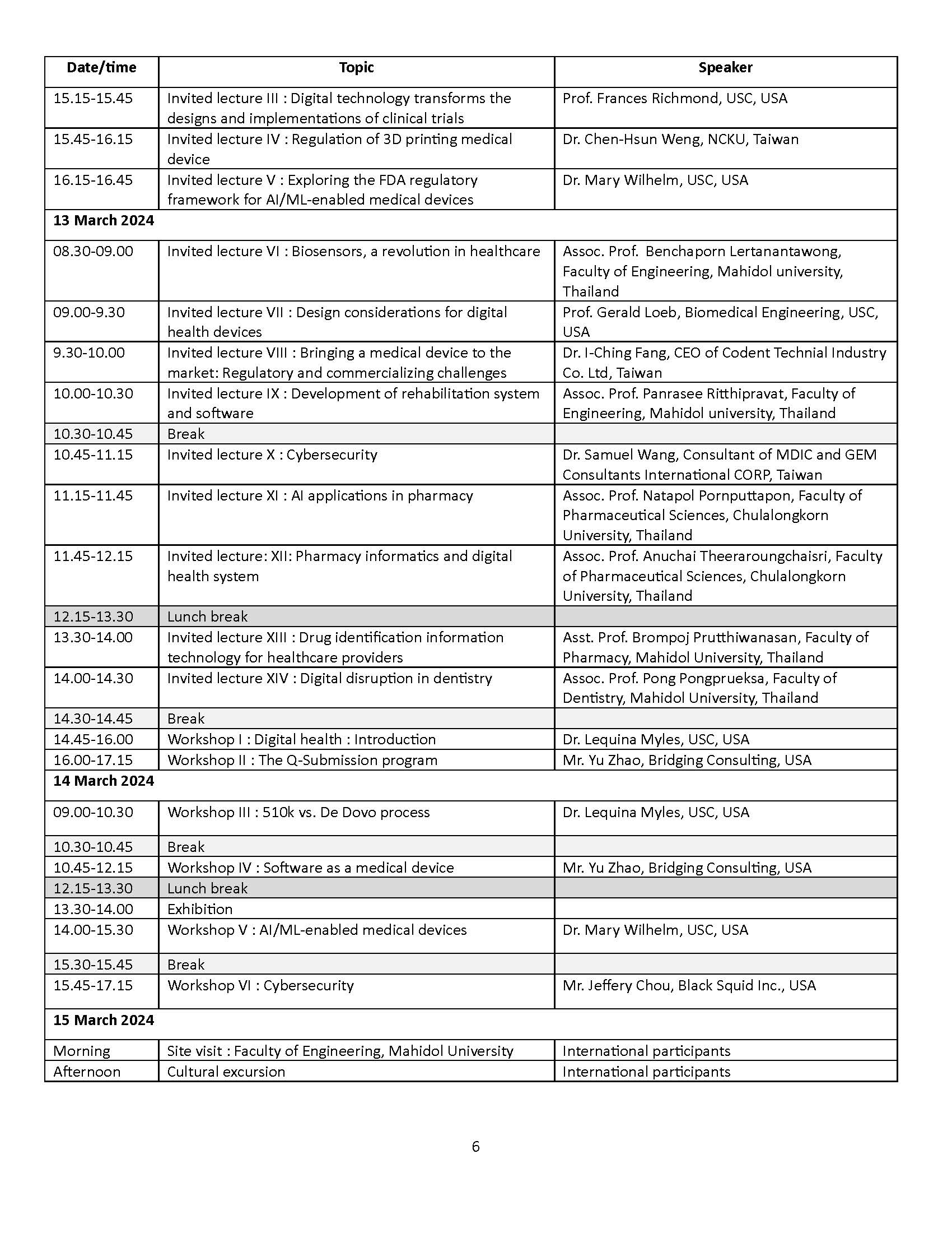 【研討會】國立成功大學前瞻醫療器材科技中心 113年3月12日至15日「2024 台灣-泰國-美國 三校聯合醫療器材法規科學國際研討會」