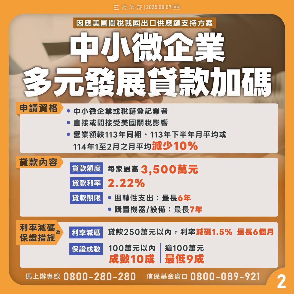 【重要消息】「經濟部因應關稅衝擊推動四大措施，即日起全面受理申請」