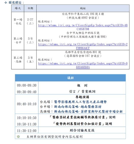 【工研院計劃案】108年度舉辦「醫療器材產業技術輔導與推廣計畫」暨「優勢與利基醫材整合加值計畫」