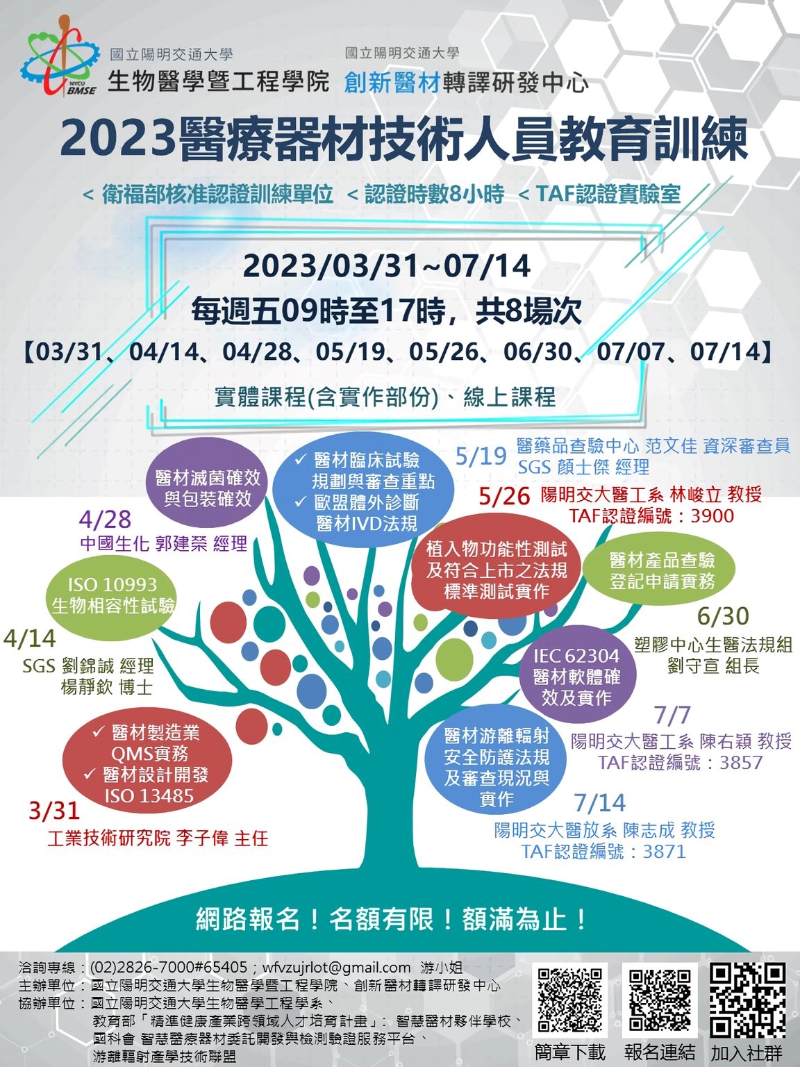陽明交通大學「2023醫療器材技術人員教育訓練 」
