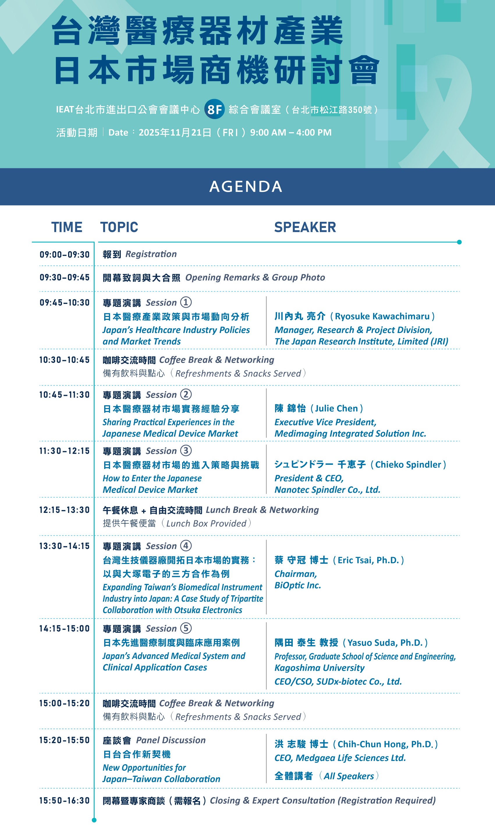 【日本商機研討會】揭開台灣醫療器材業者進軍日本的決勝關鍵